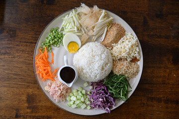 Southern Thai rice salad  in restaurant