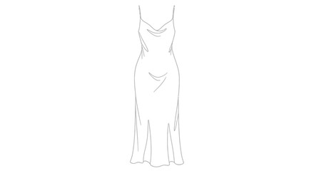 Elegant slip dress line art illustration perfect for fashion designs and patterns