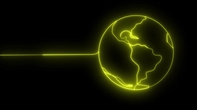 Glowing neon language learning icon isolated on black background. 