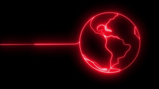 Glowing neon language learning icon isolated on black background. 