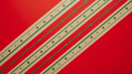 Festive Diagonal Stripes with Green Dots on Red Background