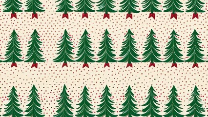 Christmas tree seamless pattern in a snowy winter forest for holiday design. Christmas tree background with trees in a snowy winter landscape for holiday and New Year decoration. 