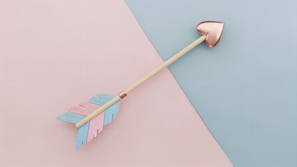 Colorful arrow with heart on pastel background for Valentine's Day  