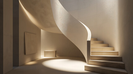 Naklejka premium Cloud dancer minimalist interior design white architecture hallway with modern decor and furniture, colour of the year 2026