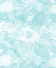 Blue green crystal ice alcohol ink watercolor background with abstract texture wallpaper