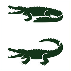 Two stylized crocodiles facing opposite directions on a clean white background VECTOR