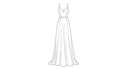 Elegant line drawing of a flowing gown, suitable for fashion design concepts and sketching styles