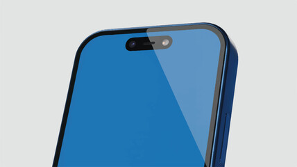 Minimalist 3d blue screen smartphone mockup front view