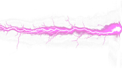 bright pink neon lightning isolated on transparent background, png