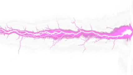 bright pink neon lightning isolated on transparent background, png