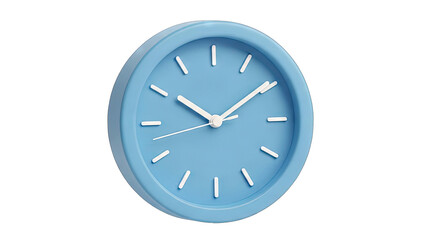 Light Blue Round Alarm Clock With White Hour Minute And Second Hands Isolated On A Transparent Background