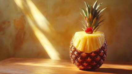 Delicious pineapple cocktail drink with cherry garnish tropical summer fruit beverage recipe idea for party 100c