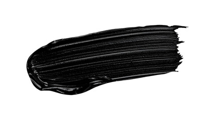 textured abstract black paint stroke isolated on transparent background, png
