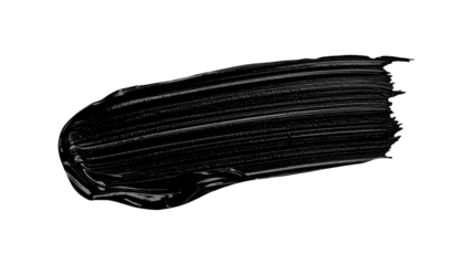 textured abstract black paint stroke isolated on transparent background, png