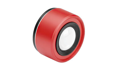 Red Cylindrical Object With Black Rim And White Center Against Transparent Background Isolated Studio Shot