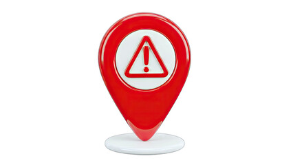 Red Location Pin Icon With A White Circle And Red Exclamation Mark Symbol Inside On A Transparent Background With White Base