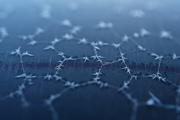 Abstract molecular network structure on a blue gradient background