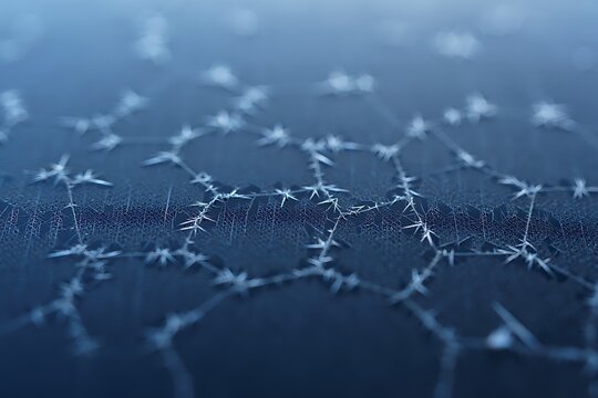 Abstract molecular network structure on a blue gradient background - Powered by Adobe