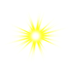 Yellow Light Burst Effect, Isolated on Transparent Background