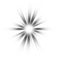 Black and White Light Burst Effect, Isolated on Transparent Background
