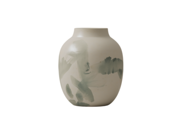 Elegant white ceramic vase with subtle green floral design