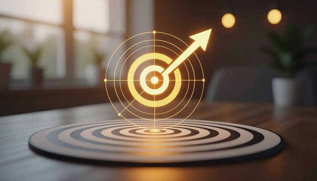 Digital target bullseye on future success strategy and achievement