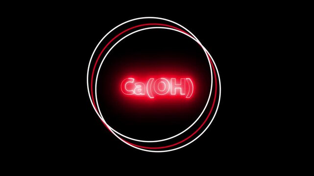 Calcium Hydroxide Chemical Formula Ca( OH)2 Neon Glow on Black Background.Ca( OH)2, calcium hydroxide, chemical formula, chemistry, science, element, compound, molecule, 4k