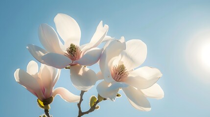 Soft Pink Magnolia Flowers with Morning Dew – Spring Close-Up