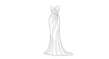 Elegant draped evening gown illustration for fashion and design presentations concept