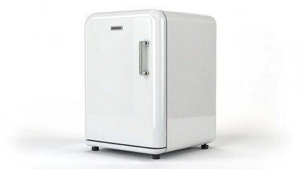 3D Household Appliances Retro-style white refrigerator on a sleek background.