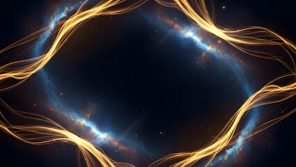 Abstract glowing energy frame with dark center space