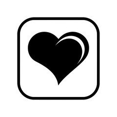 Minimalist Black Heart Icon in Rounded Square Frame &ndash; Modern Monochrome Love Symbol