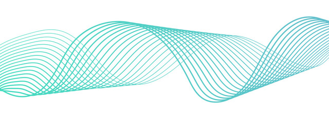 Fototapeta premium Abstract Turquoise & Cyan Wave Line Background With Smooth Gradient Flow. Dynamic Vector Design for Energy, Sound, Data Frequency, Tech, Science, and Branding Presentations.