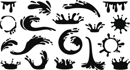 Dynamic Black Liquid Splashes and Drips Collection