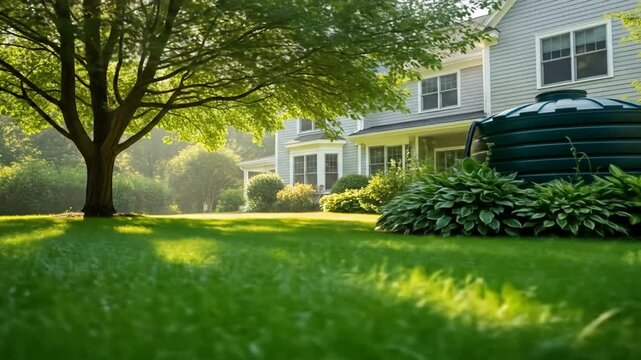 a peaceful suburban yard in daylight