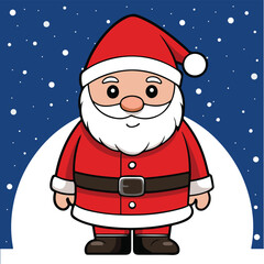 Santa Claus holding gifts and a bag in a Christmas cartoon illustration