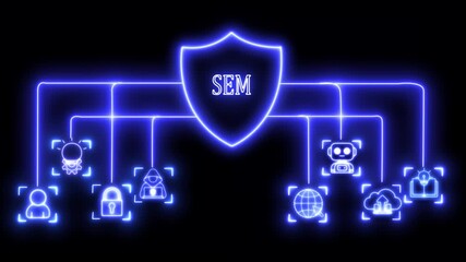 Glowing neon Digital Marketing Cloud S E M Strategy finance futuristic global glowing growth icons ideas innovation Connected Network teamwork smart automation business concept.. - Powered by Adobe