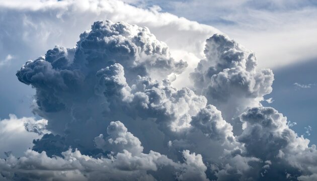 A breathtaking view of a towering cumulonimbus cloud formation fills the sky, showcasing nature's powerful beauty and atmospheric artistry.