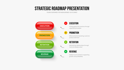 Marketing Overview Four Step Diagram Presentation Layout. Project Insight Frame Template Vector Illustration. Market Campaign 4 Option Infographic Slideshow Design.