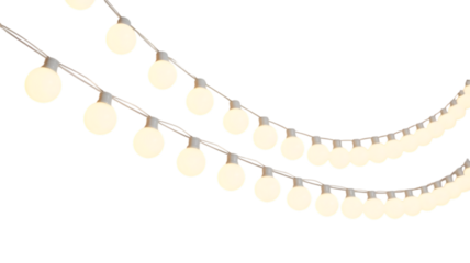 Decorative wire balls and string lights or Christmas and New Year cotton ball light image transparent