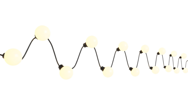 Decorative wire balls and string lights or Christmas and New Year cotton ball light image transparent background - Powered by Adobe