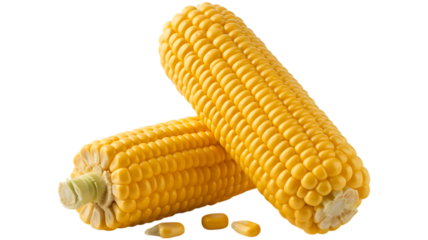 The corn with seeds isolated. Fresh corncob or Sweet corn ears image transparent background