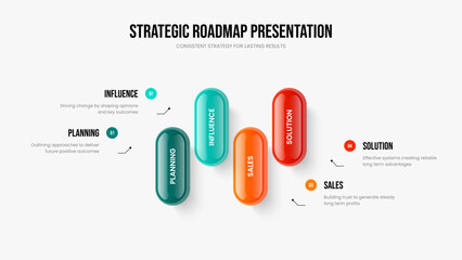 Product Insight Slideshow Template Vector Illustration. Financial Development Four Element Infographic Presentation Design. Digital Planning 4 Option Diagram Slide Layout.