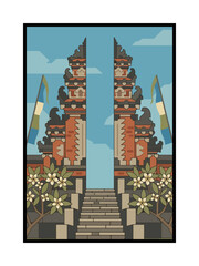 Grand Split Temple Gates Framing a Sacred Courtyard