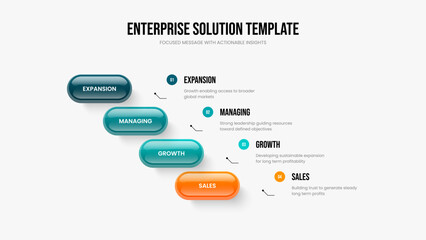 Visual Plan Four Option Diagram Slide Template. Marketing Planning Presentation Design Vector Illustration. Sales Introduction 4 Step Infographic Slideshow Layout.