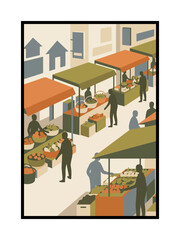 Lively Local Market Street With Small Shops and Daily Activity