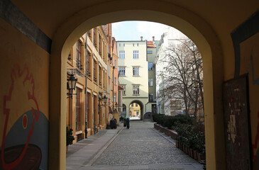 Historic street in Wroclaw, Poland