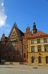 Town Hall and the tenement vertical - Wroclaw, Poland