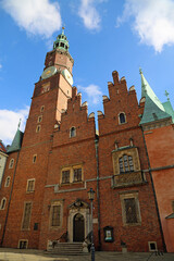 The tower and the west facade vertical - Town Hall - Wroclaw, Poland