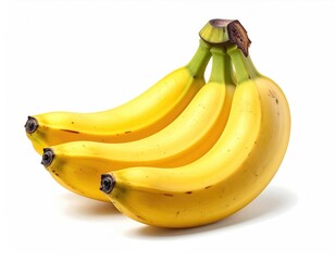 Bunch of bright yellow bananas on a white background, studio shot